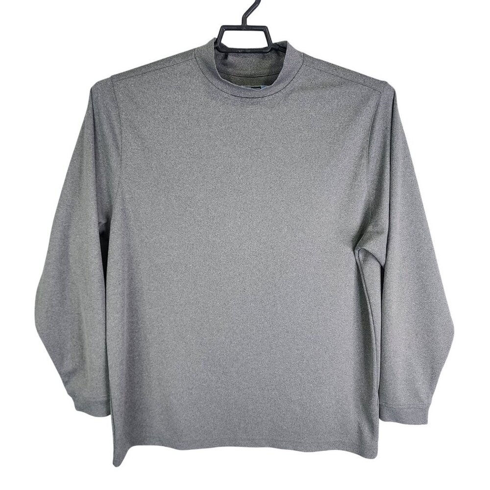 Mens Gray Roundtree & Yorke Performance Shirt Mock Neck Long Sleeve Size L